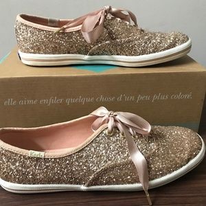 WOMEN'S KEDS X KATE SPADE ROSE GOLD GLITTER